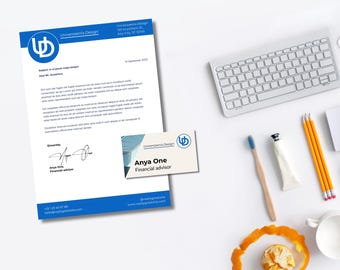 Business Starter Pack – Business Card, Letterhead, Email Signature – Customizable PPTX Templates