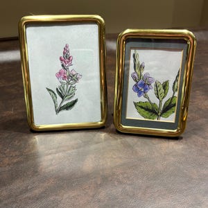 Two vintage MCM brass picture frames, 5" x 7"