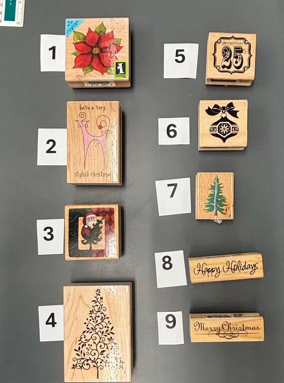 Assorted Christmas/winter Rubber stamps, various brands, pre-owned, sold individually