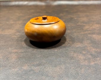 Hand turned wooden trinket box with lid