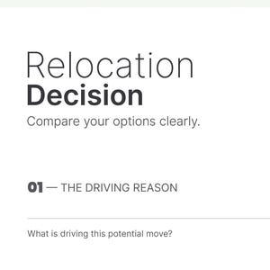 Relocation Decision Worksheet PDF | Compare Locations | Moving Decision Tool