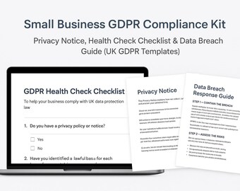 Small Business GDPR Compliance Kit: UK Templates, Checklist & Guide (Digital Download)