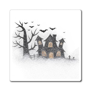 Spooky Halloween Haunted House Magnet, Halloween Decor, Fridge Magnet, Halloween Gift, Halloween Party Favor, Halloween Decoration