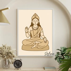 Parvati Wall Art Digital Download, Hindu Goddess Print, Indian Deity Poster, Spiritual Minimalist Artwork, Meditation Yoga Decor