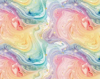 Gradient Quicksand Starry Sky Aurora Pattern Cotton Fabric - 100% Cotton - 55 inches wide - Sold by half yards - DIY Fabric