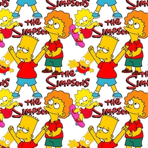 Cute The Simpsons Pattern Cotton Fabric - 100% Cotton - 55 inches wide - Sold by half yards - DIY Fabric
