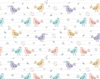 Cute little bird Pattern Cotton Fabric - 100% Cotton - 55 inches wide - Sold by half yards - DIY Fabric