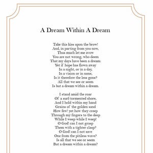 Druckbares Gedicht Wandkunst – Ein Traum in einem Traum von Edgar Allan Poe – Vintage Lyrisches Gedicht – Sofort Download PDF