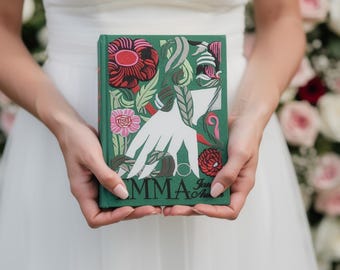 Custom Personalized Embroidered Wedding Book Bag Clutch Keepsake Box Emma - Jane Austen