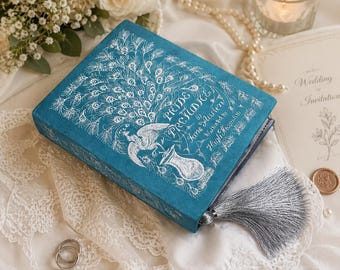 Custom Personalized Embroidered Wedding Book Bag Clutch Keepsake Box Pride and Prejudice - Jane Austen