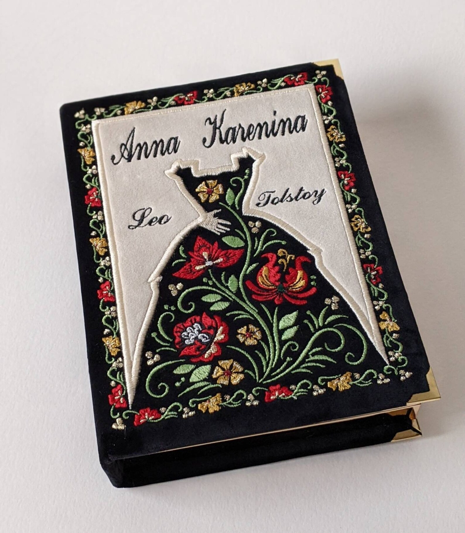 Embroidered Book Bag Clutch Purse Anna Karenina Leo Tolstoy Etsy