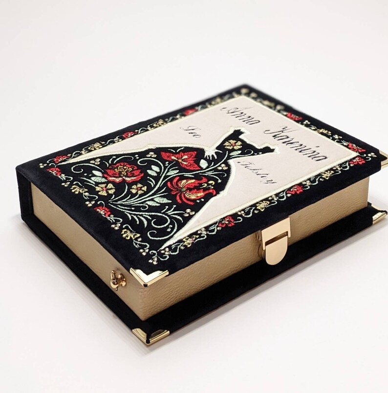 Embroidered Book Bag Clutch Purse Anna Karenina leo Tolstoy Etsy