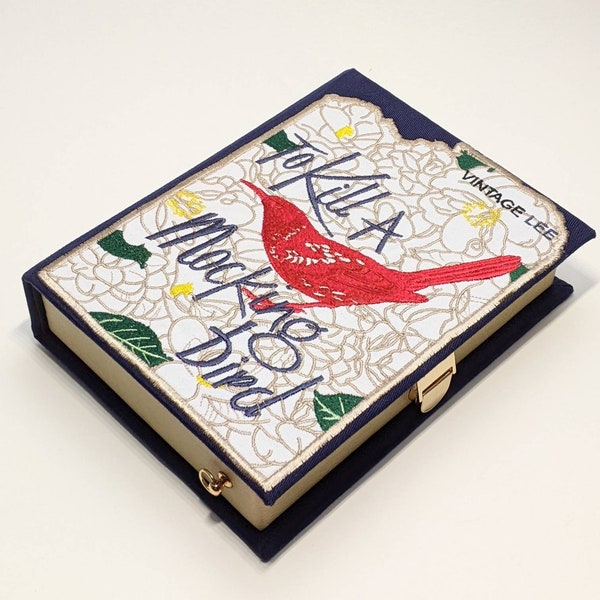 Embroidered Book Bag Clutch Purse To Kill a Mocking Bird by Harper Lee