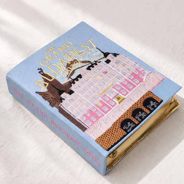 Custom Personalized Embroidered Wedding Book Bag Clutch Keepsake Box The Grand Budapest Hotel