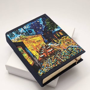 Embroidered Book Bag Clutch Café Terrace at Night by Van Gogh