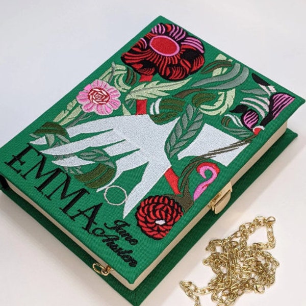 Embroidered Book Bag Clutch Purse Emma (Jane Austen)