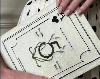 Pochette da matrimonio personalizzata ricamata, borsa ricordo personalizzata