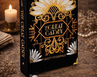The Gatsby Book Clutch, Bestickte Samttasche, Art-Deco-Abendtasche