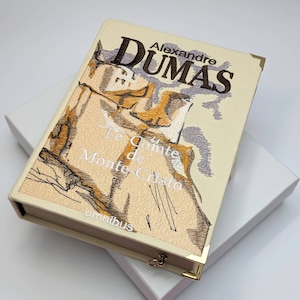 Bolsa de livros bordada, tipo clutch, tipo caixa de lembrança, Le Comte de Monte-Cristo