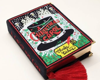 Borsa da libro ricamata Pochette A Christmas Carol di Charles Dickens