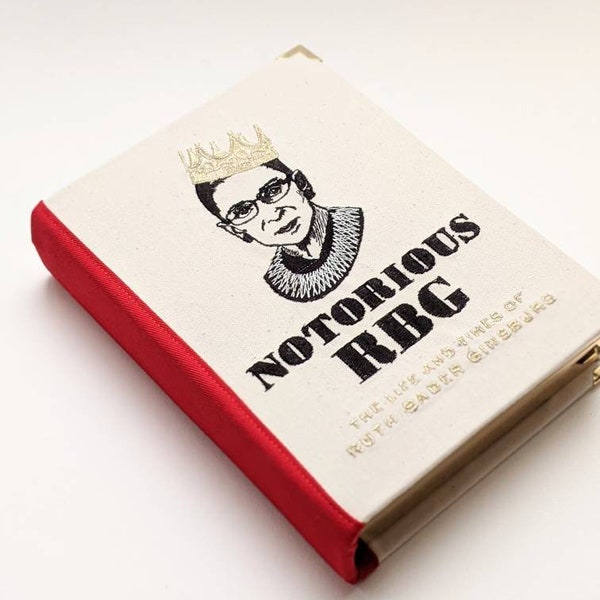 Embroidered Book Bag Clutch Purse Notorious RBG