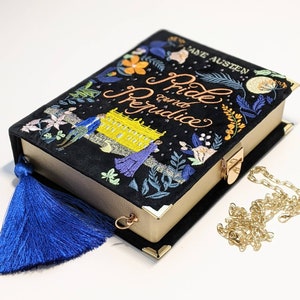 Embroidered Book Bag Clutch Purse Pride & prejudice