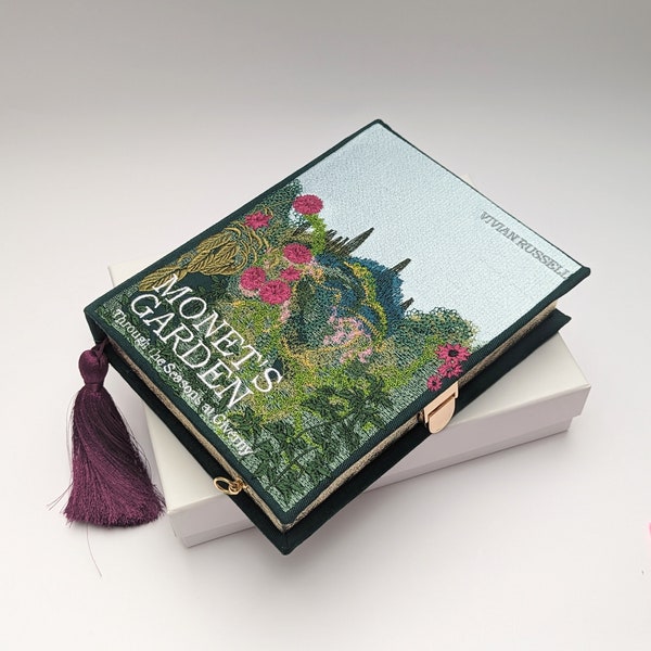 Book-Bag Clutch Purse Bag Monet's Garden