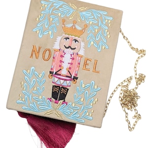 Pochette souvenir personnalisée personnalisée brodée de sac de livre de mariage Casse-noisette - Nouvel An - Noël - Noël