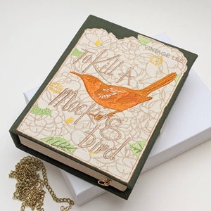 Embroidered Book Bag Clutch Purse To Kill a Mocking Bird ( Harper Lee )