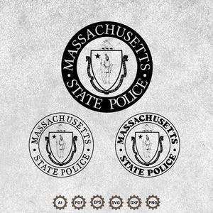 Paquete de archivos SVG de la Policía Estatal de Massachusetts, Insignia de la Policía Estatal de Massachusetts en formato SVG, Emblema de la MSP en formato SVG para Cricut y Silhouette.