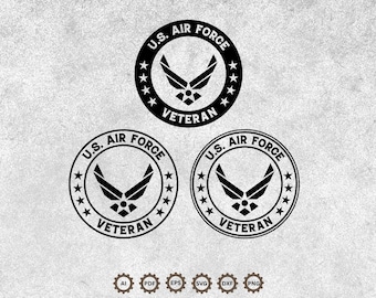 US Air Force Veteran Wings Vector Bundle, Military Emblem SVG, Cricut Cut File, Laser Engraving Digital Download