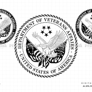 Paquete de archivos SVG con el sello del Departamento de Asuntos de Veteranos, logotipo SVG del Departamento de Asuntos de Veteranos de EE. UU., archivos SVG para veteranos, parche del Departamento de Asuntos de Veteranos en formato EPS y PNG, archivos de corte SVG