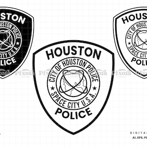 Houston Texas Police Patch SVG Bundle, Houston Police Department Patch Clipart, Houston Police Badge vector,  Cricut & Silhouette Cut Files