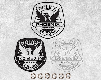 Phoenix Arizona Police Badge Logo SVG, Phoenix AZ Police Vector, Arizona Police Svg, Police Sheriff badge Cricut & Silhouette Cut Files