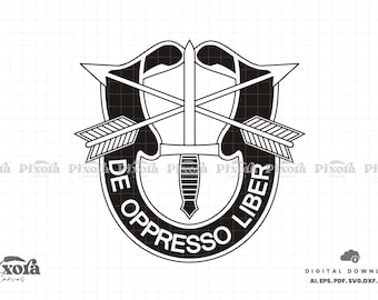 アメリカ陸軍特殊部隊 - De Oppresso Liber - パッチ ロゴ デカール