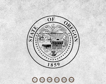 State of Oregon Seal Svg, Oregon Coat of Arms Vector, Oregon Badge, Oregon State Svg Cricut and Silhouette Cut Files.