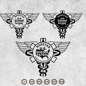BORSTAR Border Patrol Badge Vector, Search Trauma Rescue SVG, Digitale download voor Cricut en CNC. (Digitale download)