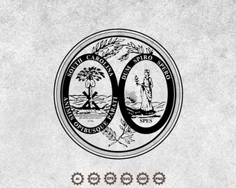 South Carolina State Seal SVG Bundle, South Carolina Coat of Arms Vector, Great Seal of South Carolina, State of South Carolina.