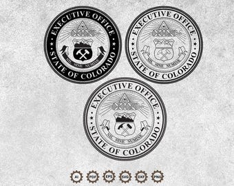 Seal of the Executive Office of Colorado SVG Bundle, Executive Office Emblem Logo, State of Colorado Svg Cricut & Silhouette Cut Files.