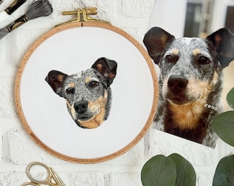 Custom Pet Portrait Embroidery: Hand-Stitched Hoop Art
