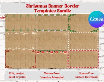 Plantillas de bordes para banners navideños: Marcos para banners navideños para Canva (Versión gratuita)