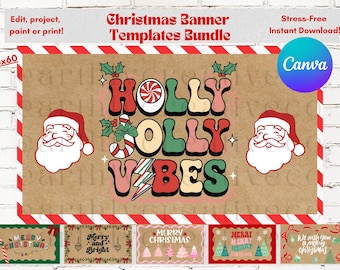 Christmas Banner Templates: Holiday Banner Bundle for Canva (Digital Download)