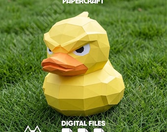Grumpy Duckling Papercraft, Duck Low Poly 3D Paper Model, DIY Paper Sculpture, Printable Paper Craft, Pepakura Template, PDF Papercraft