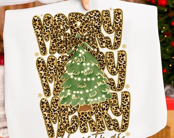 PNG de árbol de Navidad estilo preppy, PNG de leopardo coqueto navideño, diseño navideño, PNG navideño femenino, PNG de la temporada navideña, PNG de leopardo moderno