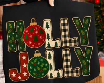 Feliz Navidad PNG, Letras navideñas de patchwork para sublimación, Camisa rústica a cuadros estilo búfalo, Diseño navideño, Navidad PNG