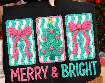 Feliz y brillante PNG, ganchillo con aguja de pestillo PNG, coqueta navideña de ganchillo con hilo PNG, lazo navideño floral estilo preppy PNG, diseño navideño femenino