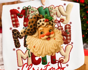 Leopardo Feliz Navidad Papá Noel Crochet PNG, Hilo de Gancho PNG, Leopardo Papá Noel Hilo Imitación PNG, Es la Temporada PNG, Diseño Navideño Femenino y Moderno