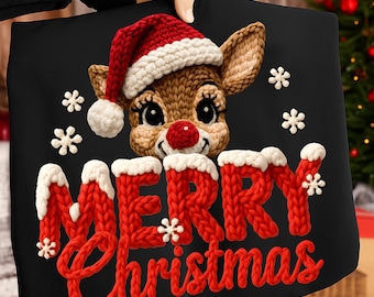 Merry Christmas Png, Reindeer Png, Latch Hook Yarn Png, Christmas Crochet Png, Faux Yarn Reindeer Png, Christmas Design, Christmas Yarn Png