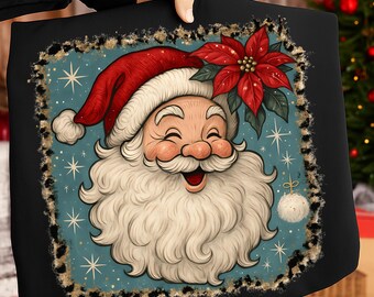 Papá Noel con purpurina de leopardo PNG, Pinceladas navideñas de Papá Noel PNG, Pinceladas de Papá Noel PNG, Diseño navideño de Papá Noel, Navidad femenina y moderna PNG