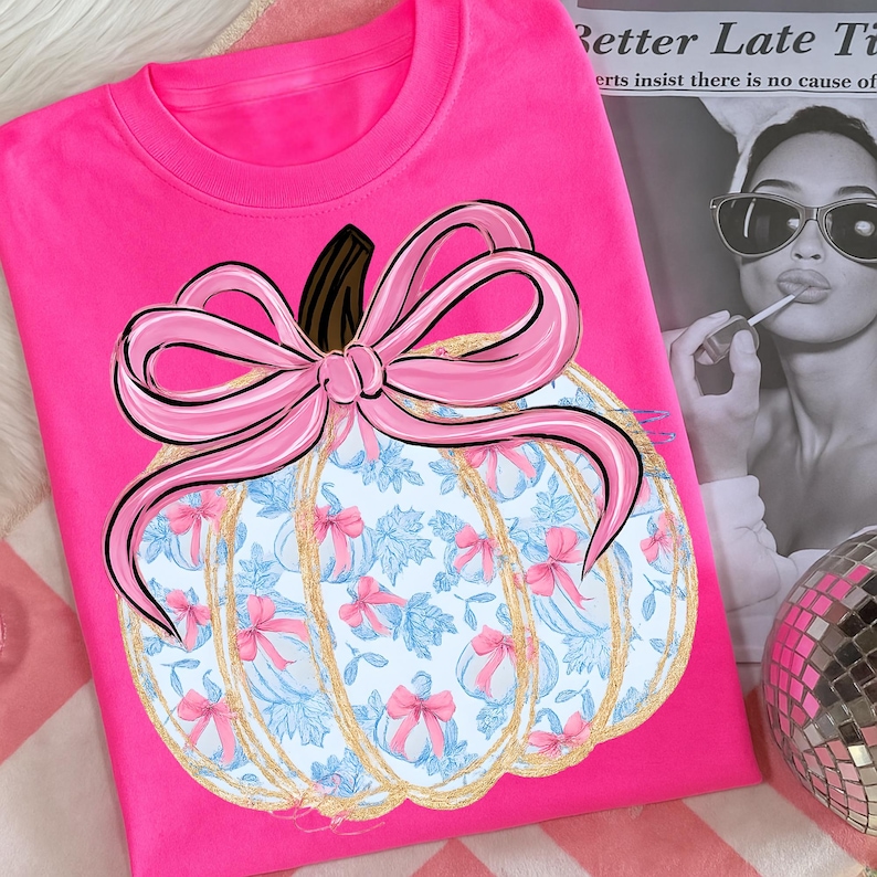 Coquette Rosa Pumpa Grandmillennial PNG, Grandmillennial Coquette PNG, Höst PNG, Pumpa PNG, Höstrosett PNG, Grand PNG, Trendig PNG, Preppy PNG bild 4